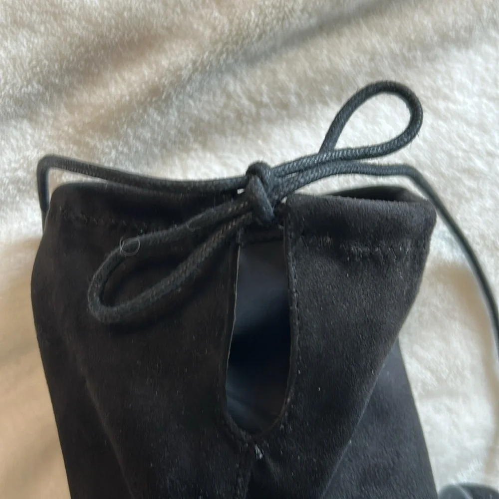 Chinese Laundary Krush Size 6 Over the Knee Boot Black Faux Suede Pull On Tie